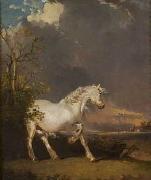 A horse in a landscape startled by lightning James Ward